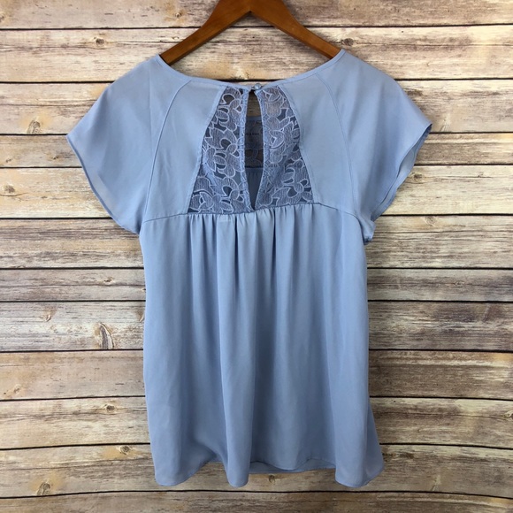 Maeve | Lace Trace Tee Flutter Sleeve Blouse Sz 4 - Picture 7 of 8